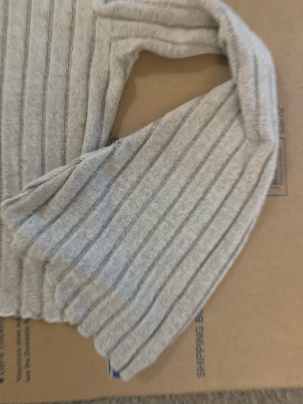 SHEIN Taupe Ribbed Cropped Knit Top with Wide Sleeves - Picture 2 of 5